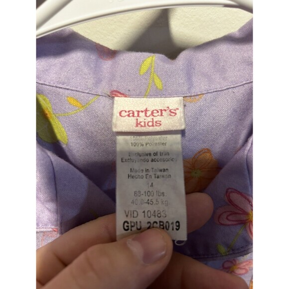 Carters Flannel Pajamas Girls 2 Piece Pajama Set Purple Flowers Size 14 Flaw* - Picture 2 of 9